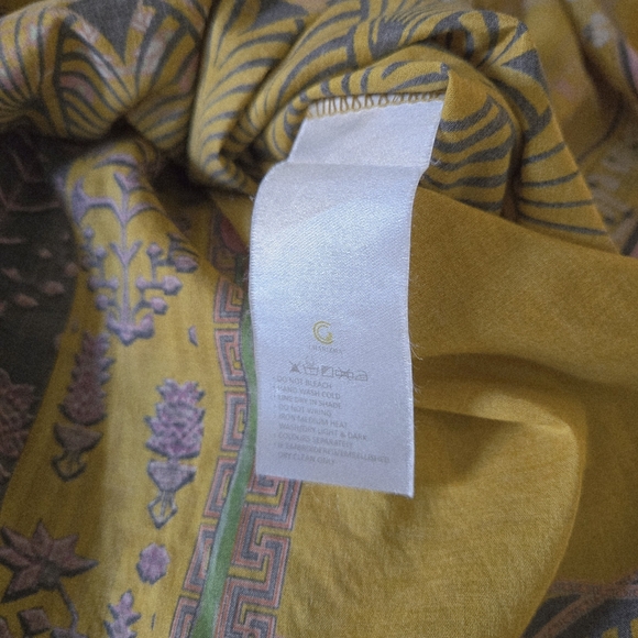 Printed Long Top Yellow Kameez 100% Cotton Causal Wear Dress Size L - Picture 9 of 9